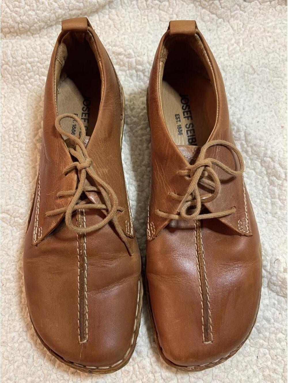 Josef Seibel Brown Leather Lace-Up Casual Shoes